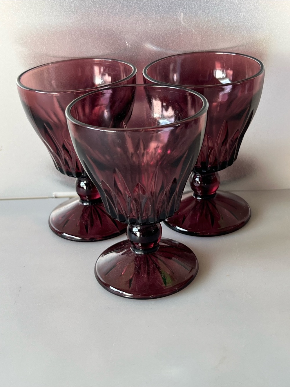 Hazel-Atlas Moroccan Amethyst footed goblets